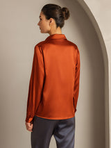 [Caramel] SilkSilky  Long Sleeve Lapel Collar Women's Shirts 003