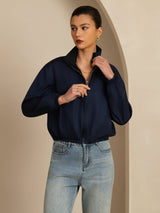 [Black+DarkBlue] SilkSilky  Long Sleeve Women's Outerwear 002