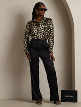 [Leopard] SilkSilky  Long Sleeve Lapel Collar Women's Shirt 008