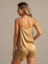 [Tan] SilkSilky  Spaghetti Strap Camisole Set 002