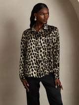 [Leopard] SilkSilky  Long Sleeve Lapel Collar Women's Shirt 004
