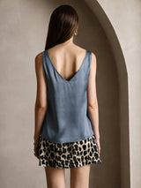 [Real Teal] SilkSilky  Sleeveless V Neck Camisole Top 002