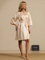 [Champagne] SilkSilky  3/4 Sleeve Women's Robe 006