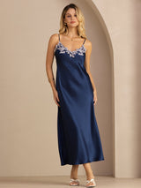 [Blue] SilkSilky  Spaghetti Strap V Neck Dress 001