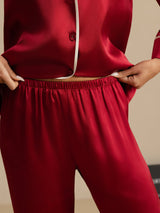 [Wine] SilkSilky  Long Sleeve Notch Collar Women's Pajamas 005