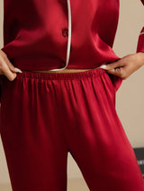 [Wine] SilkSilky  Long Sleeve Notch Collar Women's Pajamas 005