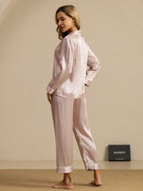 [Pink Heart Geo] SilkSilky  Short Sleeve Notch Collar Women's Pajamas 002