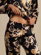 [Black Dragon] SilkSilky  Long Sleeve Lapel Collar Women's Pajamas 005