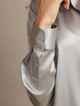 [Light Gray] SilkSilky  Long Sleeve Lapel Collar Women's Shirt 004