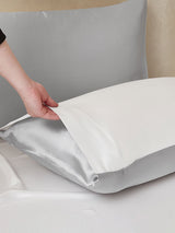 [LightGray+White] SilkSilky  22Momme Bedding Set 003