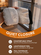 Silk sleep eye mask with silent velcro closure, soft double-sided fabric and full coverage