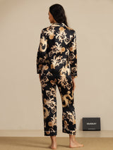 [Black Dragon] SilkSilky  Long Sleeve Lapel Collar Women's Pajamas 002