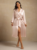 [Pink] SilkSilky  Long Sleeve Women's Robe 008