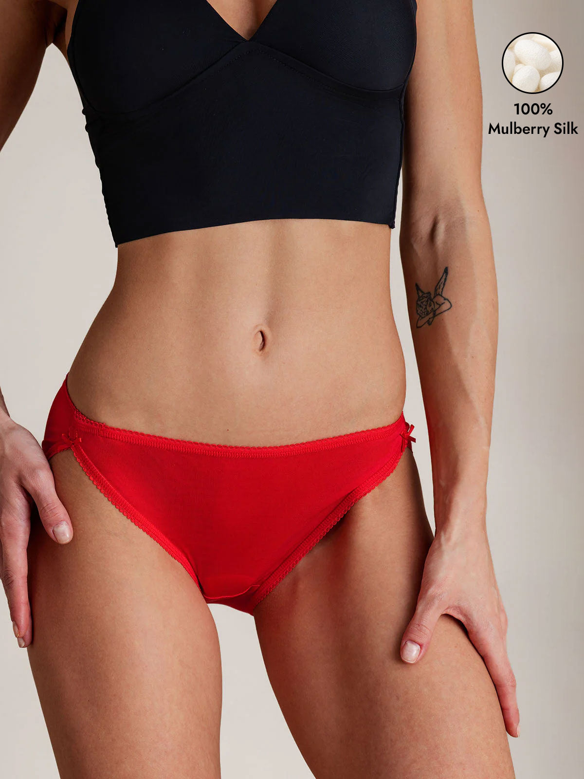 [Red] SilkSilky  100% Silk Jersey Panty 001