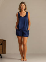 [Dark Blue] SilkSilky  Sleeveless Women's Pajamas 008
