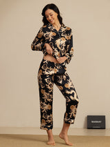 [Black Dragon] SilkSilky  Long Sleeve Lapel Collar Women's Pajamas 003