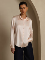 [Light Pink] SilkSilky  Long Sleeve Lapel Collar Women's Shirts 001