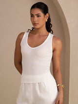 [White] SilkSilky  Sleeveless Deep V Neck Camisole Top 003