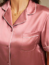 [Pale Mauve] SilkSilky  Short Sleeve Lapel Collar Women's Pajamas 005
