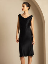 [Black] SilkSilky  Sleeveless Cowl Neck Dress 007