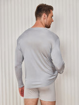 [Light Gray] SilkSilky  Long Sleeve Round Neck Men's T-Shirt 002