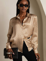 [Floral] SilkSilky  Long Sleeve Lapel Collar Women's Shirt 003