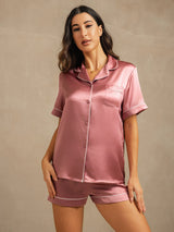 [Pale Mauve] SilkSilky  Short Sleeve Lapel Collar Women's Pajamas 003