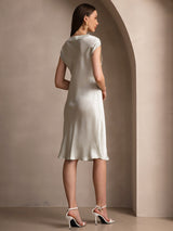 [Light Green] SilkSilky  Cap Sleeve V Neck Nightgown 002