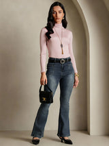 [Coral Pink] SilkSilky  Long Sleeve Turtle Neck Women's T-Shirt 005