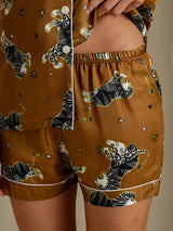 [Brown Lion] SilkSilky Short Sleeve Notch Collar Women's Pajamas 006