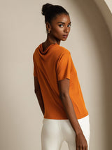 [Orange] SilkSilky  Short Sleeve Women's T-Shirt 002