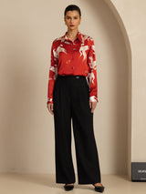 [Wine] SilkSilky  Long Sleeve Lapel Collar Women's Shirt 006
