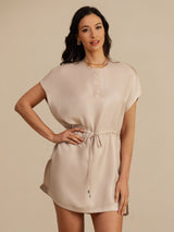 [Tan] SilkSilky  Cap Sleeve Dress 004