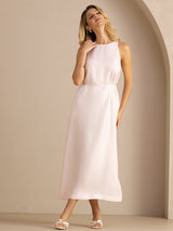 [Light Pink] SilkSilky  Sleeveless Crew Neck Dress 004