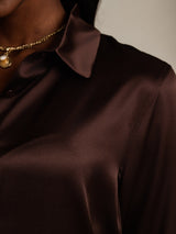 [Bitter Chocolate] SilkSilky  Long Sleeve Lapel Collar Women's Shirt 008