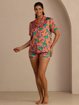 [Clay Elephant] SilkSilky  Short Sleeve Lapel Collar Women's Pajamas 006