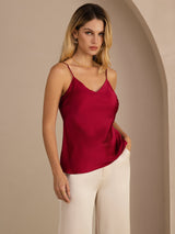 [Wine] SilkSilky  Spaghetti Strap V Neck Camisole Top 001