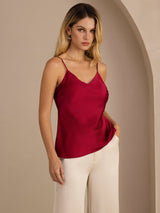 [Wine] SilkSilky  Spaghetti Strap V Neck Camisole Top 001