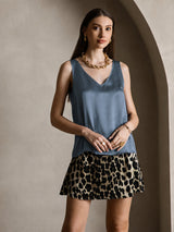 [Real Teal] SilkSilky  Sleeveless V Neck Camisole Top 007