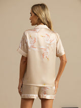 [Champagne] SilkSilky  Short Sleeve Lapel Collar Women's Pajamas 002
