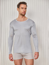 [Light Gray] SilkSilky  Long Sleeve Round Neck Men's T-Shirt 004