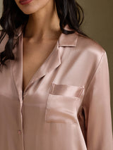 [Tuscany] SilkSilky  Long Sleeve Lapel Collar Nightshirt 004