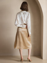 [White] SilkSilky  Long Sleeve Lapel Collar Women's Shirt 002