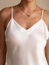 [White] SilkSilky  Spaghetti Strap V Neck Camisole Top 003