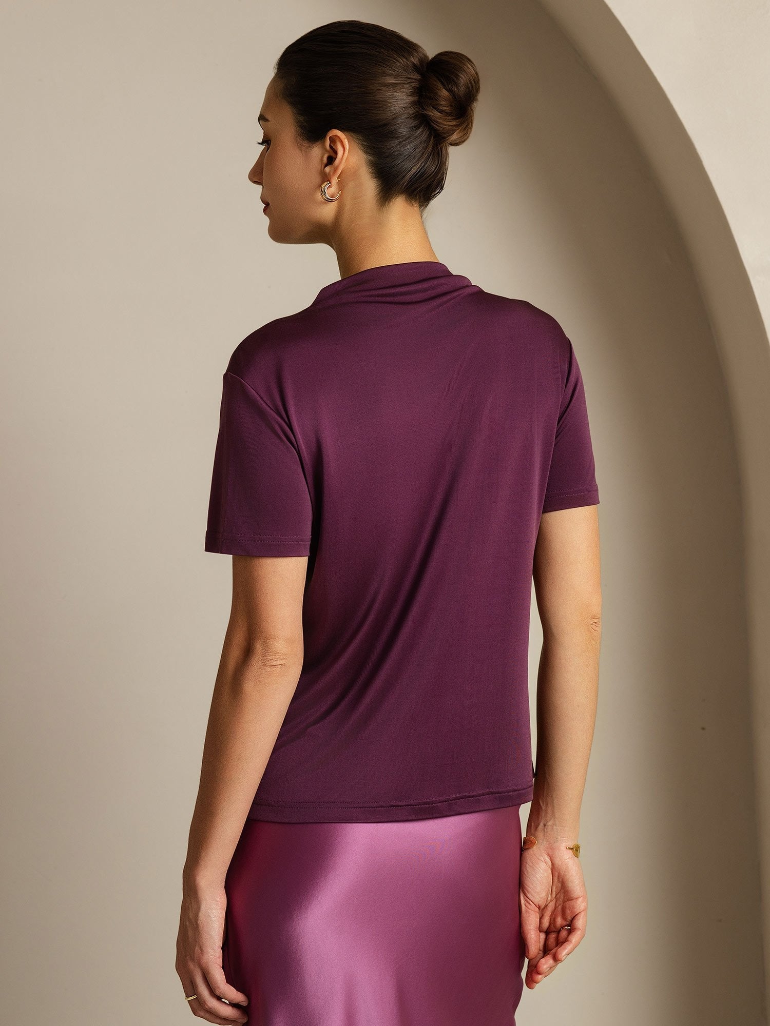 [Purple] SilkSilky  Short Sleeve Women's T-Shirt 002