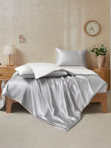 [LightGray+White] SilkSilky  19Momme Bedding Set 002