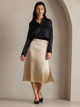 [Black] SilkSilky  Long Sleeve Lapel Collar Women's Shirt 003