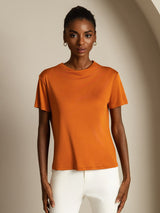 [Orange] SilkSilky  Short Sleeve Women's T-Shirt 003