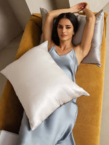 [LightGray+White] SilkSilky  19Momme Pillowcase 004