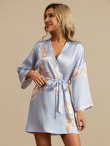 [Light Blue] SilkSilky  3/4 Sleeve Women's Robe 003